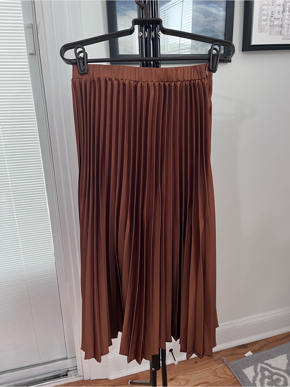 SHEIN Brown Pleated Midi Skirt